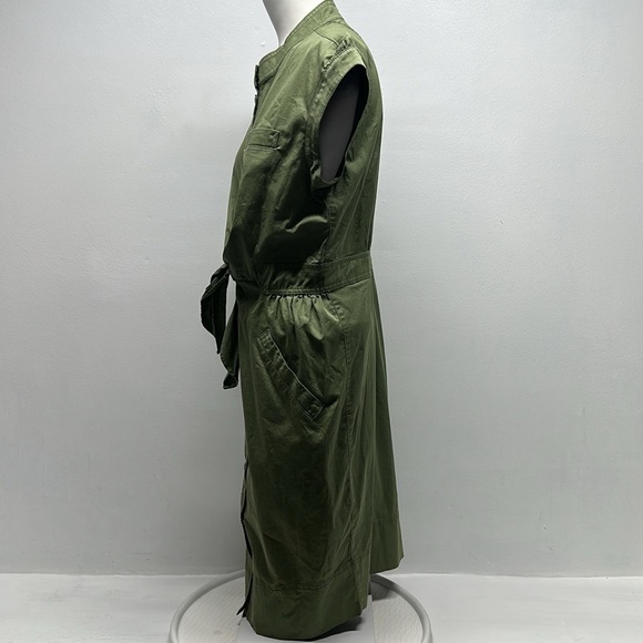 Marc Jacobs Shirt Dress Snap Down Collared Cotton Short Sleeve Army Green 12 - Picture 6 of 9